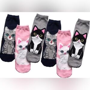 NWOT Women’s Set of 3 Adorable Cat Species Ankle S…